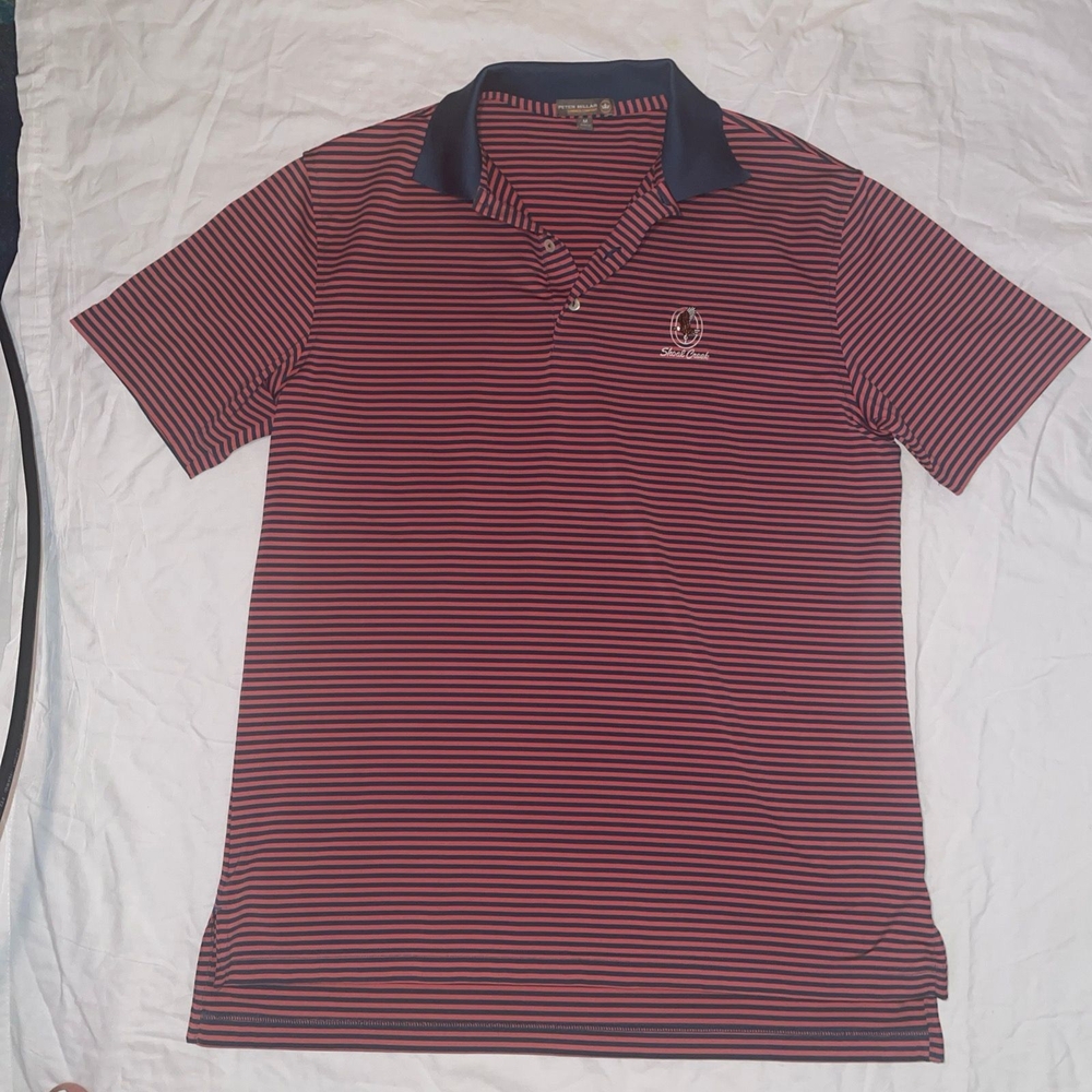 Peter Millar Red and Blue Polo Shirt with Stripes